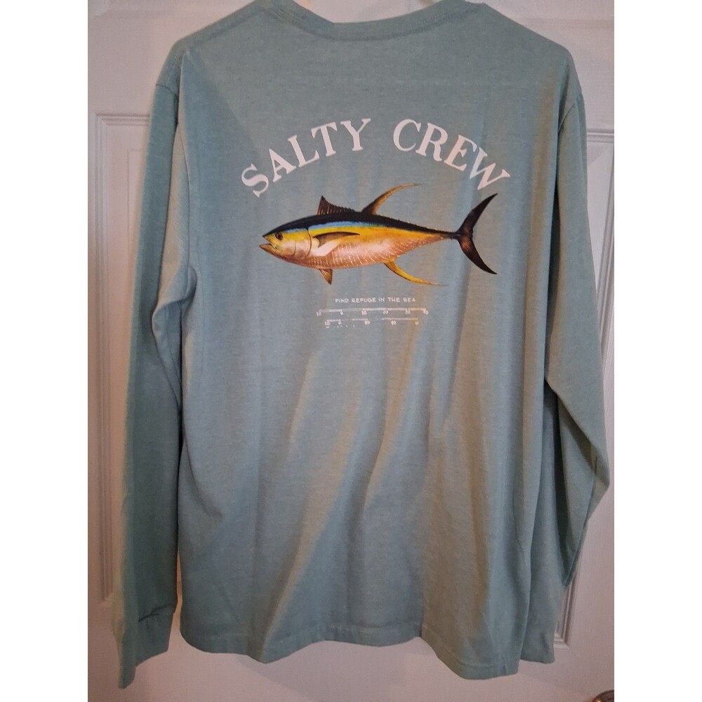 Men’s Salty Life Long Sleeve T-shirt Aqua Size Medium
